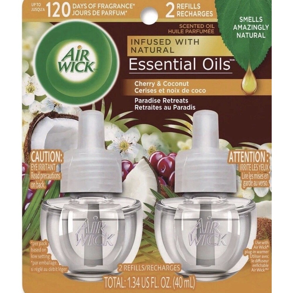 Air Wick Plug in Scented Essential Oils Cherry & Coconut 2 Refills